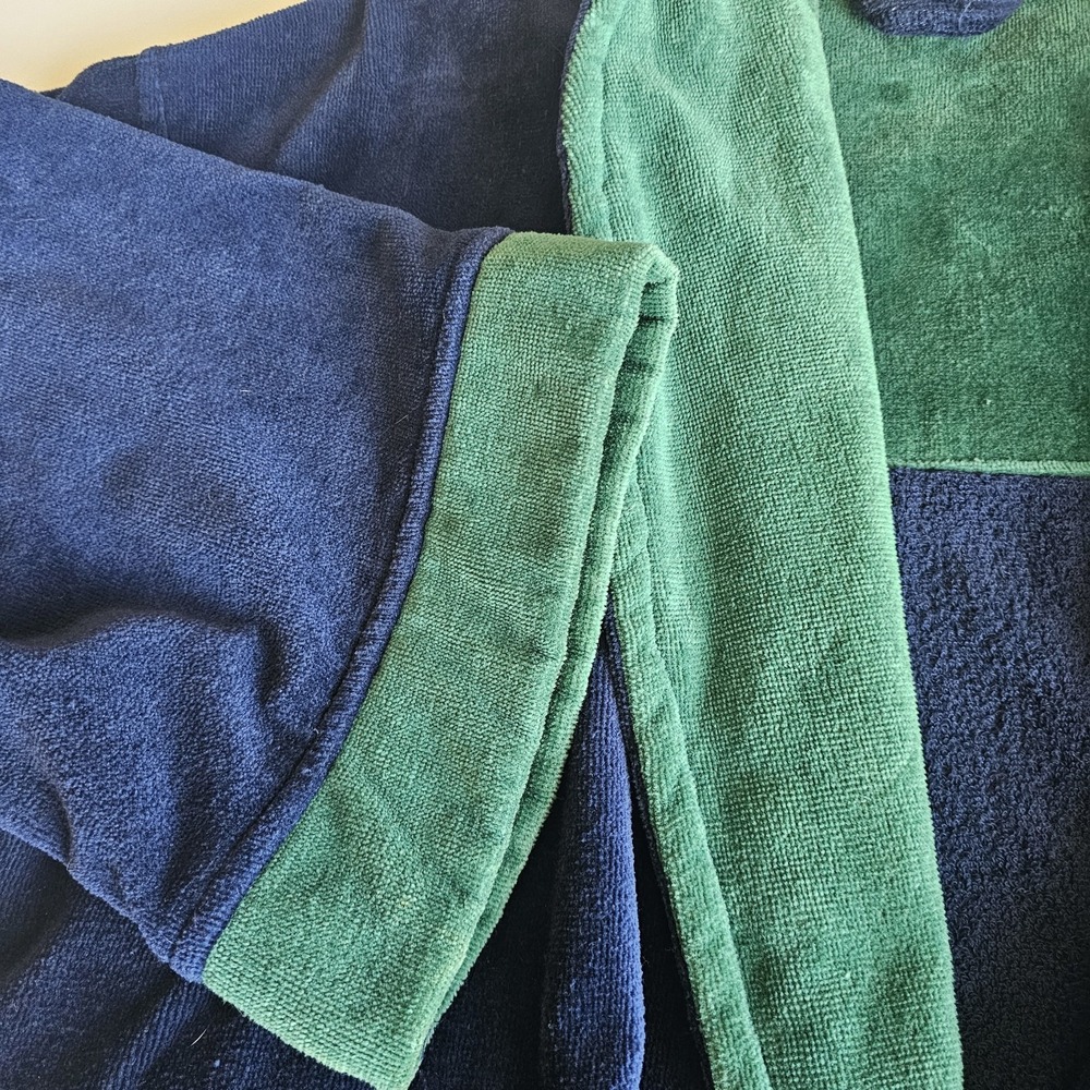 Vintage 90's Nautica Mens Belted Terry Cloth Bath Robe Navy & Green One Size... - Picture 4 of 6